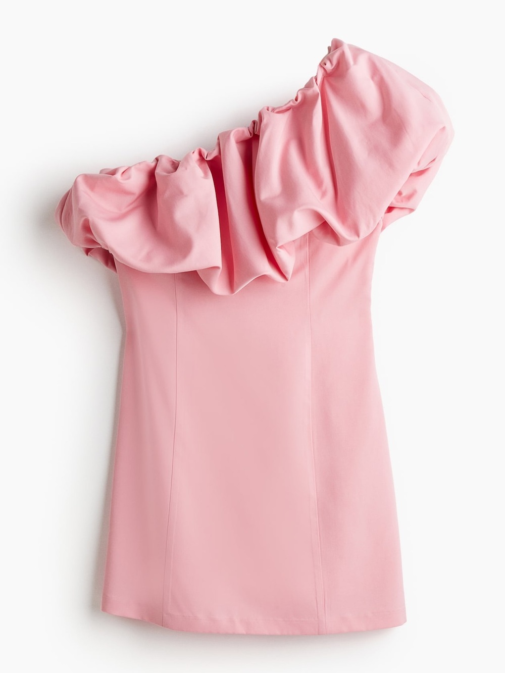 H&M Pink One-Shoulder Ruffle Mini Dress (Retail $50)